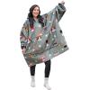 imageCatalonia Oversized Blanket Hoodie Sweatshirt Comfortable Wearable Sherpa PulloverGift for Her80s Cat Dog Gray