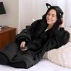 imageCatalonia Oversized Blanket Hoodie Sweatshirt Comfortable Wearable Sherpa PulloverGift for HerBlack Cat