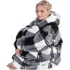 imageCatalonia Oversized Blanket Hoodie Sweatshirt Comfortable Wearable Sherpa PulloverGift for HerBuffalo Plaid Black