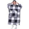 imageCatalonia Oversized Blanket Hoodie Sweatshirt Comfortable Wearable Sherpa PulloverGift for HerBuffalo Plaid Black