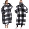 imageCatalonia Oversized Blanket Hoodie Sweatshirt Comfortable Wearable Sherpa PulloverGift for HerBuffalo Plaid Black