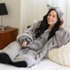 imageCatalonia Oversized Blanket Hoodie Sweatshirt Comfortable Wearable Sherpa PulloverGift for HerGrey Cat