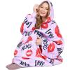 imageCatalonia Oversized Blanket Hoodie Sweatshirt Comfortable Wearable Sherpa PulloverGift for HerKiss Hot Pink