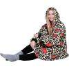 imageCatalonia Oversized Blanket Hoodie Sweatshirt Comfortable Wearable Sherpa PulloverGift for HerLeopard Heart Brown