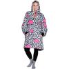 imageCatalonia Oversized Blanket Hoodie Sweatshirt Comfortable Wearable Sherpa PulloverGift for HerLeopard Heart White