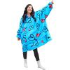 imageCatalonia Oversized Blanket Hoodie Sweatshirt Comfortable Wearable Sherpa PulloverGift for HerLove Art Blue