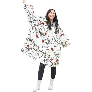 imageCatalonia Oversized Blanket Hoodie Sweatshirt Comfortable Wearable Sherpa PulloverGift for HerAbstract Face White