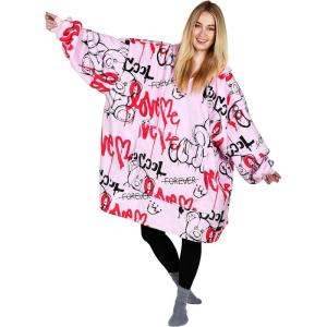 imageCatalonia Oversized Blanket Hoodie Sweatshirt Comfortable Wearable Sherpa PulloverGift for HerGraffiti Bear Pink