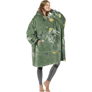imageCatalonia Oversized Blanket Hoodie Sweatshirt Comfortable Wearable Sherpa PulloverGift for HerGreen Camping
