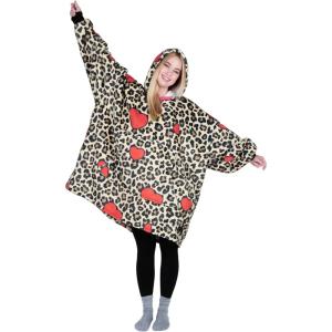 imageCatalonia Oversized Blanket Hoodie Sweatshirt Comfortable Wearable Sherpa PulloverGift for HerLeopard Heart Brown