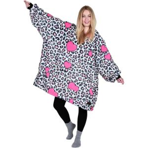 imageCatalonia Oversized Blanket Hoodie Sweatshirt Comfortable Wearable Sherpa PulloverGift for HerLeopard Heart White