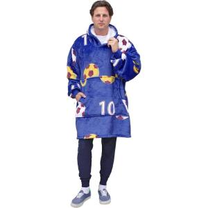 imageCatalonia Oversized Blanket Hoodie Sweatshirt Comfortable Wearable Sherpa PulloverGift for HerSoccer Team Blue