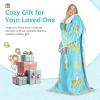 imageCatalonia Cat ampamp Dog Print Sherpa Wearable Blanket with Sleeves Arms Comfy Sleeved TV Wrap Blanket Large Snuggly Throw for Women and Men Gift for HerBanana Cat Blue