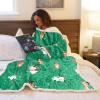 imageCatalonia Cat ampamp Dog Print Sherpa Wearable Blanket with Sleeves Arms Comfy Sleeved TV Wrap Blanket Large Snuggly Throw for Women and Men Gift for HerRibbit Deer Green