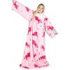 imageCatalonia Cat ampamp Dog Print Sherpa Wearable Blanket with Sleeves Arms Comfy Sleeved TV Wrap Blanket Large Snuggly Throw for Women and Men Gift for HerUnicorn Pink