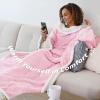 imageCatalonia Cat ampamp Dog Print Sherpa Wearable Blanket with Sleeves Arms Comfy Sleeved TV Wrap Blanket Large Snuggly Throw for Women and Men Gift for HerPink