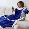 imageCatalonia Cat ampamp Dog Print Sherpa Wearable Blanket with Sleeves Arms Comfy Sleeved TV Wrap Blanket Large Snuggly Throw for Women and Men Gift for HerBlue