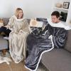 imageCatalonia Cat ampamp Dog Print Sherpa Wearable Blanket with Sleeves Arms Comfy Sleeved TV Wrap Blanket Large Snuggly Throw for Women and Men Gift for HerGray