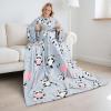 imageCatalonia Cat ampamp Dog Print Wearable Snuggle Blanket with Sleeves Soft Warm Cozy Fleece Long Throw with Pocket Perfect for Sleeping ampamp TV Time Christmas Gift Ideas for Women and MenPanda Grey