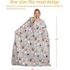 imageCatalonia Cat ampamp Dog Print Wearable Snuggle Blanket with Sleeves Soft Warm Cozy Fleece Long Throw with Pocket Perfect for Sleeping ampamp TV Time Christmas Gift Ideas for Women and MenSanta and Deer Grey