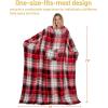 imageCatalonia Cat ampamp Dog Print Wearable Snuggle Blanket with Sleeves Soft Warm Cozy Fleece Long Throw with Pocket Perfect for Sleeping ampamp TV Time Christmas Gift Ideas for Women and MenRed Plaid