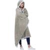 imageCatalonia Hooded Blanket Poncho  Wearable Blanket Wrap with Hand Pockets  Comfy Sherpa Fleece Throw Cape for Children and Adults Women GiftCamel