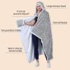 imageCatalonia Hooded Blanket Poncho  Wearable Blanket Wrap with Hand Pockets  Comfy Sherpa Fleece Throw Cape for Children and Adults Women GiftLight Grey