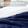 imageCatalonia Hooded Blanket Poncho  Wearable Blanket Wrap with Hand Pockets  Comfy Sherpa Fleece Throw Cape for Children and Adults Women GiftNavy