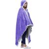 imageCatalonia Hooded Blanket Poncho  Wearable Blanket Wrap with Hand Pockets  Comfy Sherpa Fleece Throw Cape for Children and Adults Women GiftPurple