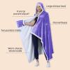 imageCatalonia Hooded Blanket Poncho  Wearable Blanket Wrap with Hand Pockets  Comfy Sherpa Fleece Throw Cape for Children and Adults Women GiftPurple