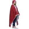 imageCatalonia Hooded Blanket Poncho  Wearable Blanket Wrap with Hand Pockets  Comfy Sherpa Fleece Throw Cape for Children and Adults Women GiftWine