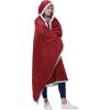 imageCatalonia Hooded Blanket Poncho  Wearable Blanket Wrap with Hand Pockets  Comfy Sherpa Fleece Throw Cape for Children and Adults Women GiftWine