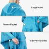 imageCatalonia Hooded Wearable Blanket Poncho for Adult Women Men Fleece Wrap Blanket Cape with Hood  Warm Soft Cozy Snuggly  Comfort Gift No SleevesAqua