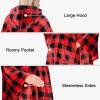 imageCatalonia Hooded Wearable Blanket Poncho for Adult Women Men Fleece Wrap Blanket Cape with Hood  Warm Soft Cozy Snuggly  Comfort Gift No SleevesRed Checker
