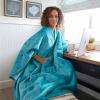 imageCatalonia Sherpa Wearable Blanket Poncho for Adult Women Men Wrap Blanket Cape with Pocket Warm Soft Cozy Snuggly Comfort Gift No Sleeves AquaAqua