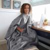 imageCatalonia Sherpa Wearable Blanket Poncho for Adult Women Men Wrap Blanket Cape with Pocket Warm Soft Cozy Snuggly Comfort Gift No Sleeves AquaGrey