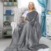 imageCatalonia Sherpa Wearable Blanket Poncho for Adult Women Men Wrap Blanket Cape with Pocket Warm Soft Cozy Snuggly Comfort Gift No Sleeves AquaGrey