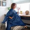 imageCatalonia Sherpa Wearable Blanket Poncho for Adult Women Men Wrap Blanket Cape with Pocket Warm Soft Cozy Snuggly Comfort Gift No Sleeves AquaNavy