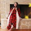 imageCatalonia Sherpa Wearable Blanket Poncho for Adult Women Men Wrap Blanket Cape with Pocket Warm Soft Cozy Snuggly Comfort Gift No Sleeves AquaRed Checker