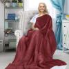 imageCatalonia Sherpa Wearable Blanket Poncho for Adult Women Men Wrap Blanket Cape with Pocket Warm Soft Cozy Snuggly Comfort Gift No Sleeves Plaid Buffalo ChristmasWine