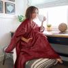 imageCatalonia Sherpa Wearable Blanket Poncho for Adult Women Men Wrap Blanket Cape with Pocket Warm Soft Cozy Snuggly Comfort Gift No Sleeves Plaid Buffalo ChristmasWine
