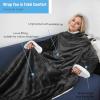 imageCatalonia Sherpa Wearable Blanket with Sleeves ArmsBlack