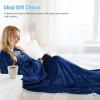 imageCatalonia Sherpa Wearable Blanket with Sleeves ArmsBlue