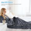 imageCatalonia Sherpa Wearable Blanket with Sleeves ArmsGray