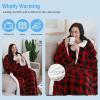 imageCatalonia Sherpa Wearable Blanket with Sleeves ArmsPlaid Red