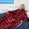 imageCatalonia Sherpa Wearable Blanket with Sleeves ArmsPlaid Red