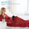 imageCatalonia Sherpa Wearable Blanket with Sleeves ArmsWine