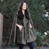 imageCatalonia Womens Poncho Cape Oversized Sherpa Fleece Cloak Coat Snuggly Hooded Wearable Blanket Gift Idea for Women MomGrey