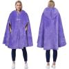 imageCatalonia Womens Poncho Cape Oversized Sherpa Fleece Cloak Coat Snuggly Hooded Wearable Blanket Gift Idea for Women MomPurple