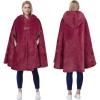 imageCatalonia Womens Poncho Cape Oversized Sherpa Fleece Cloak Coat Snuggly Hooded Wearable Blanket Gift Idea for Women MomWine